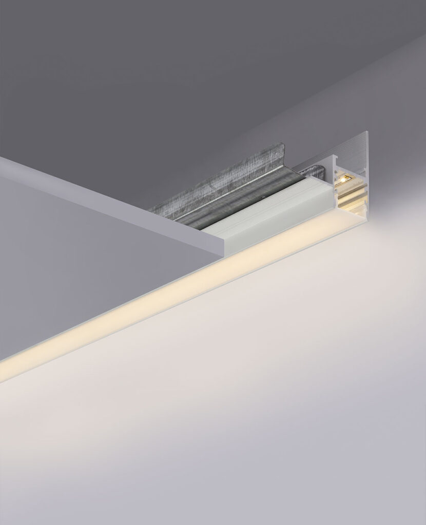 CORNER LINE is a family of linear lighting used as indirect lighting and decorative purposes.