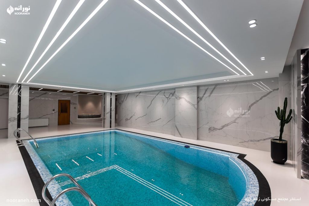 lighting design of the swimming pool at Zafaranieh residence